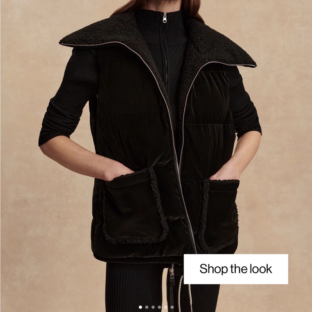 Varley Black Shearling Vest designer NWT